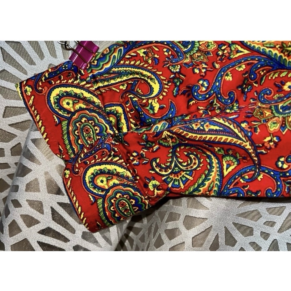 Lauren Ralph Lauren Paisley Button Front Shirt Red Multicolor XL 100% Cotton - Picture 9 of 9